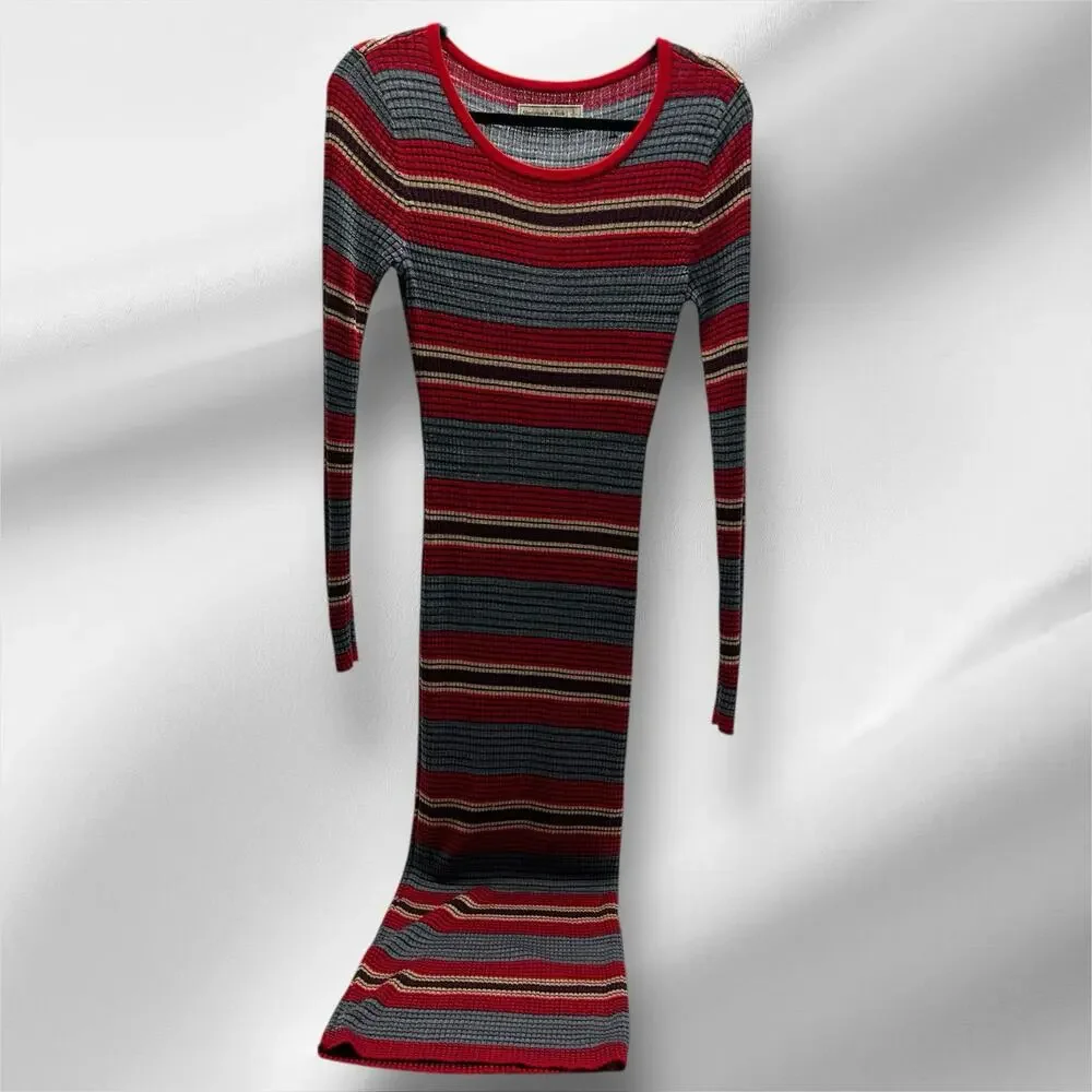 Abercrombie & Fitch Sweater Maxi Mermaid Dress Size Small Ribbed Long-Sleeve Y2K